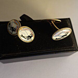 Vintage  Aksel Holmsen  925 Silver Norway Enamel Cufflinks